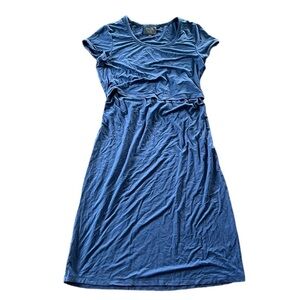 Milk Nursingwear Womens Blue Nursing Breastfeeding Dress Front Flap Size XS